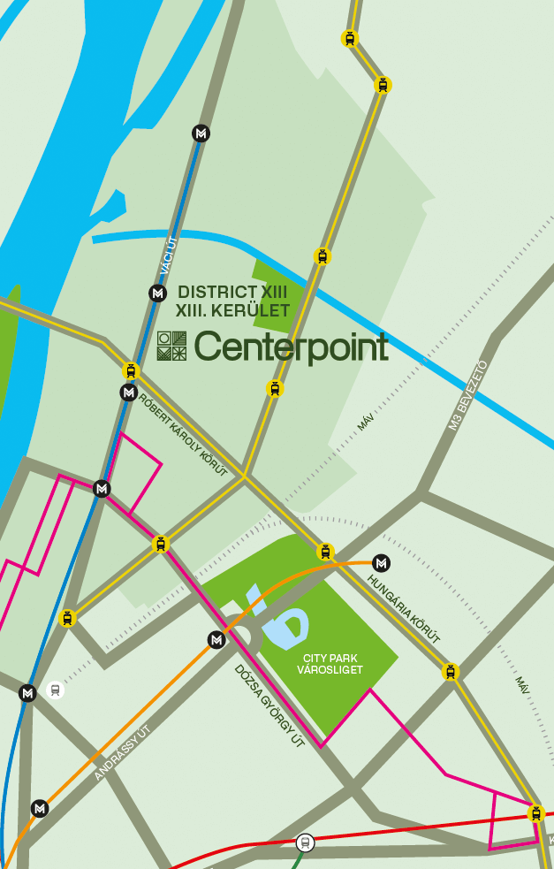 Centerpoint Budapest – Budapest 13. kerületében, bárhonnan könnyen elérhető és megközelíthető helyszín autóval vagy tömegközlekedéssel.